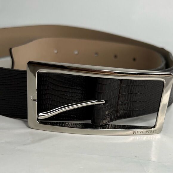 Nine West Faux Leather belt with silver buckle brand new! Brown - Picture 1 of 8